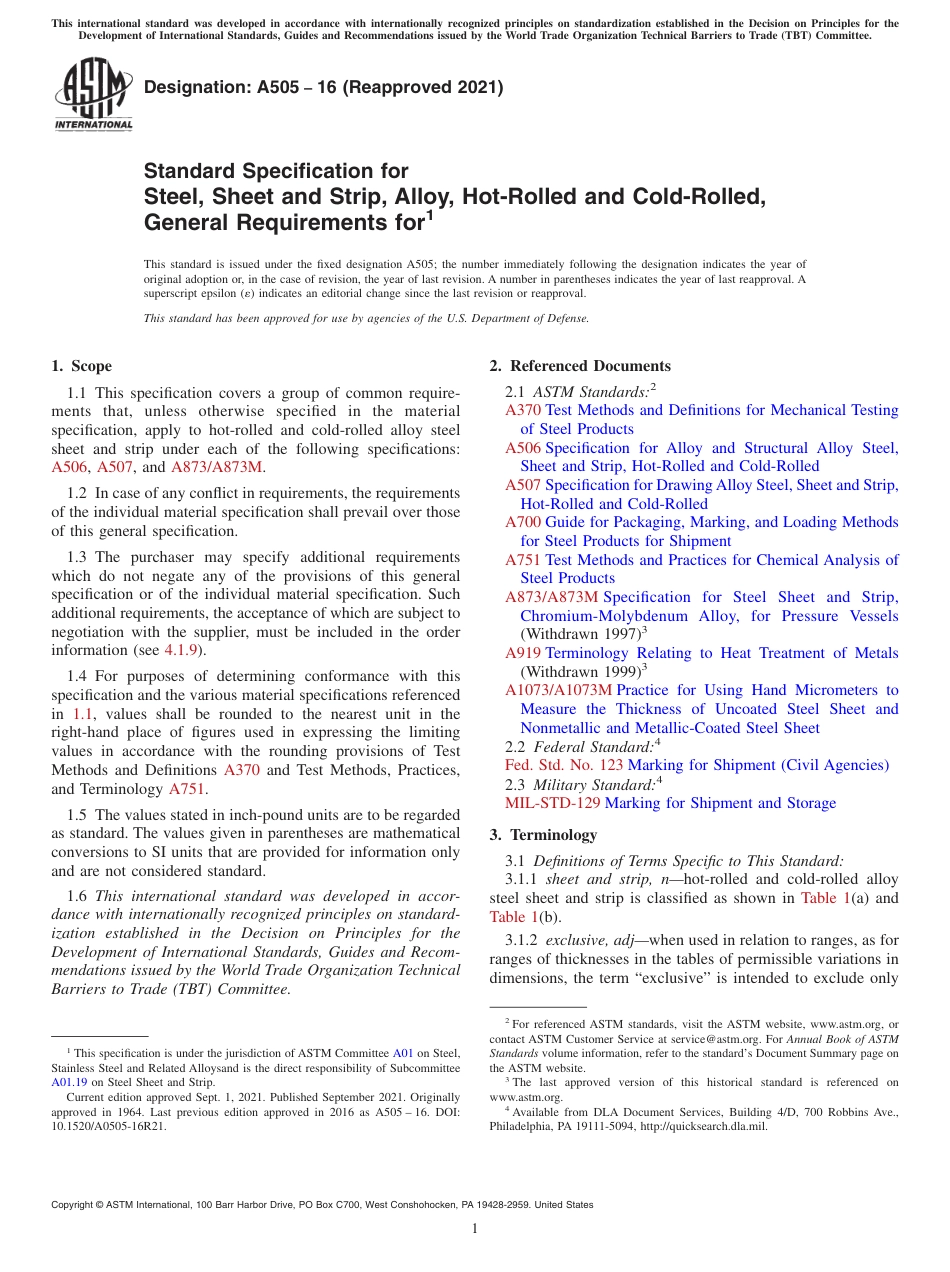 ASTM A505 - 16 (2021).pdf_第1页