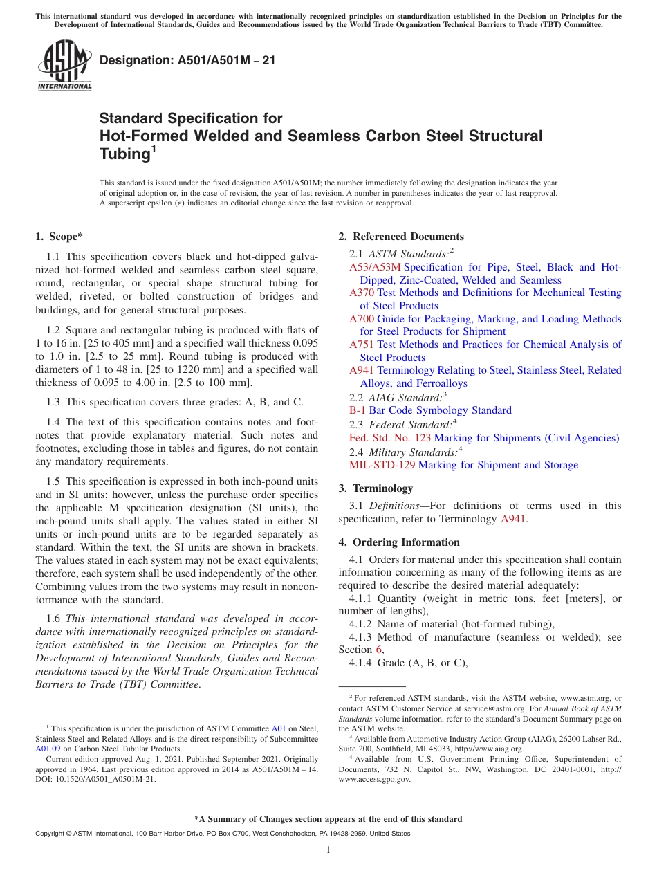 ASTM A501 - A 501M - 21.pdf_第1页