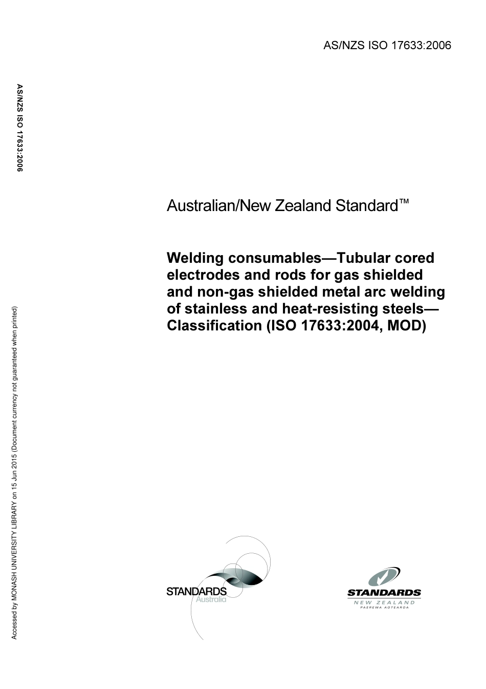 AS NZS ISO 17633-2006.pdf_第1页