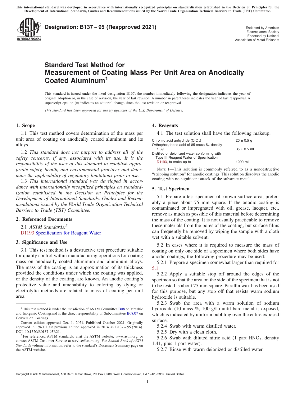 ASTM B137 - 95 (2021).pdf_第1页