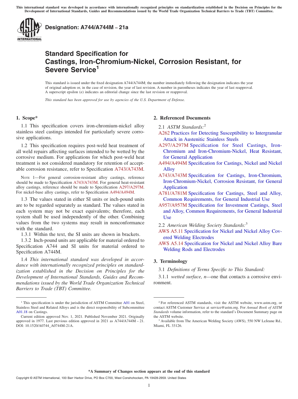 ASTM A744 - A 744M - 21a.pdf_第1页