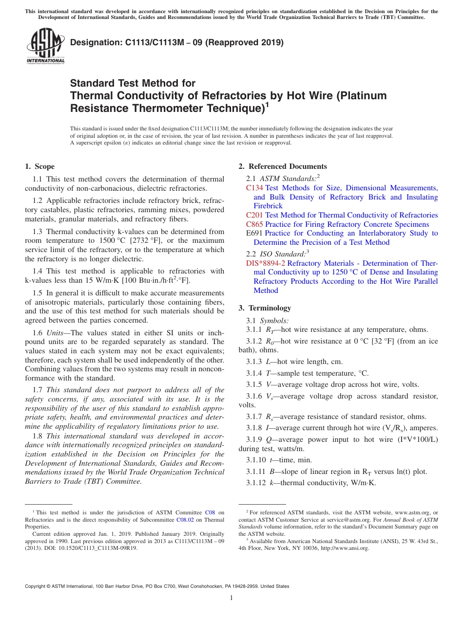 ASTM C1113 - C 1113M - 09 (2019).pdf_第1页