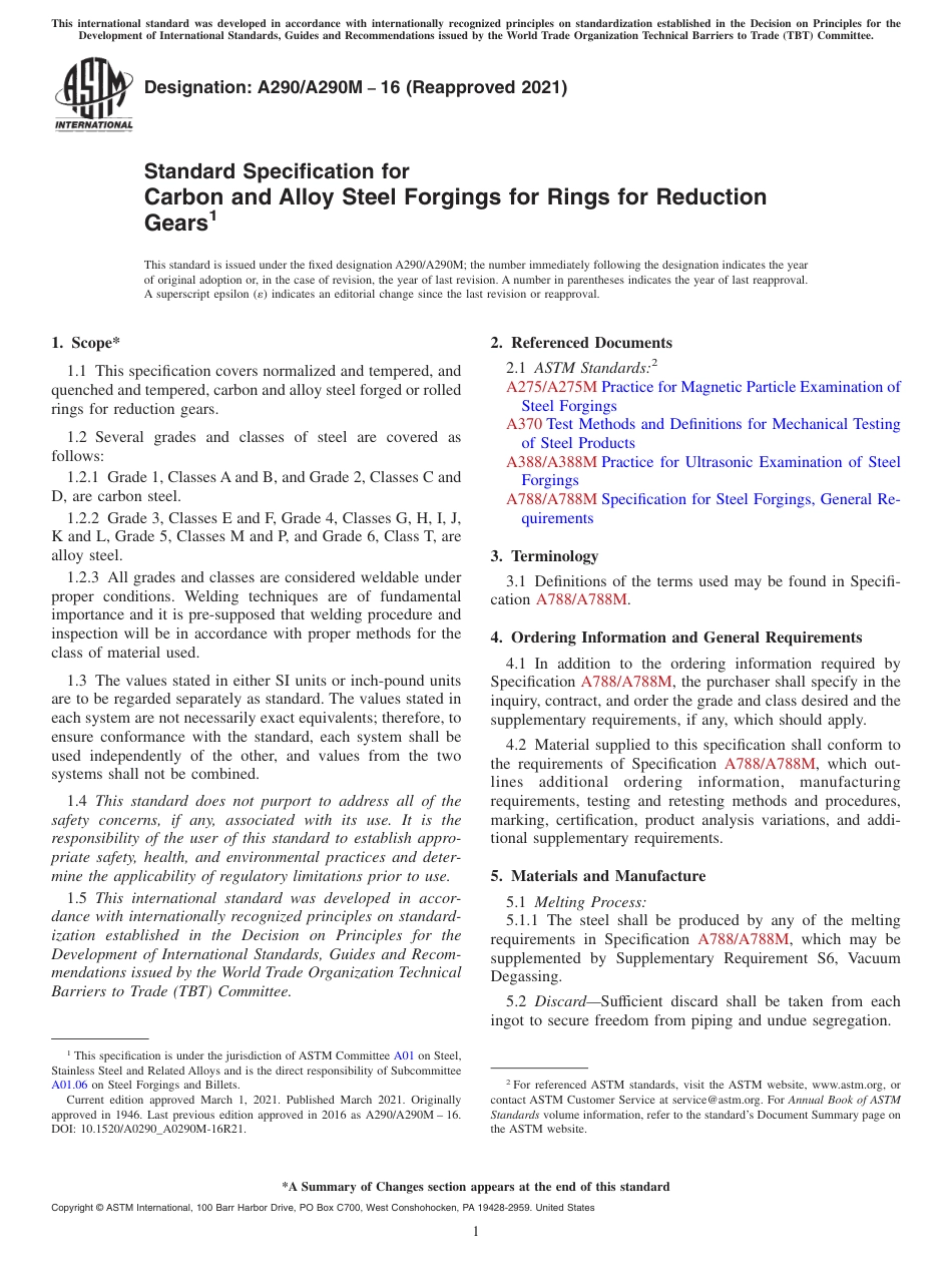 ASTM A290 - A 290M - 16 (2021).pdf_第1页