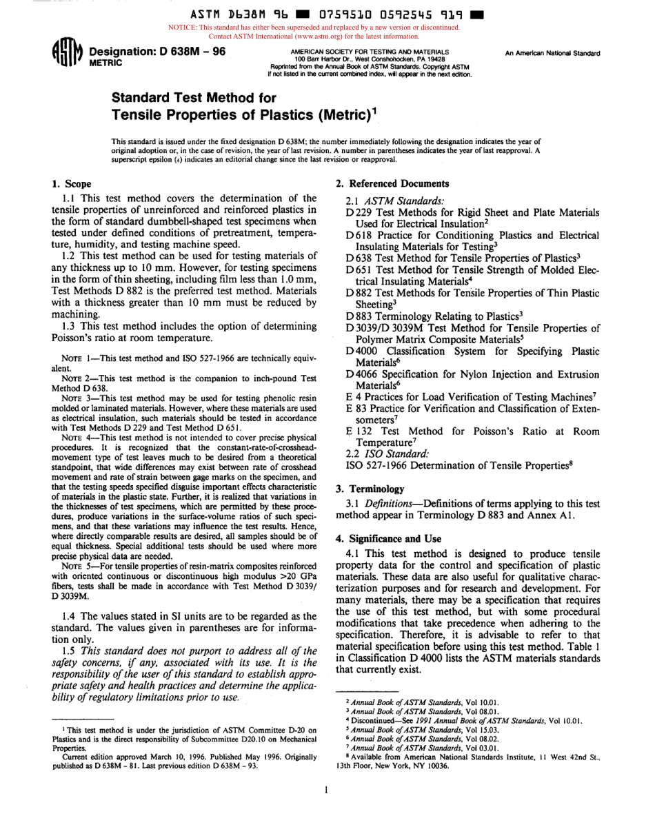 ASTM D638M - 96 scan.pdf_第1页