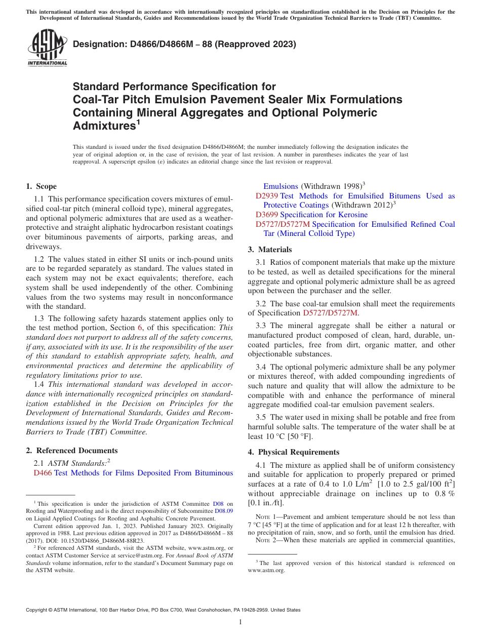 ASTM D4866 - D 4866M - 88 (2023).pdf_第1页