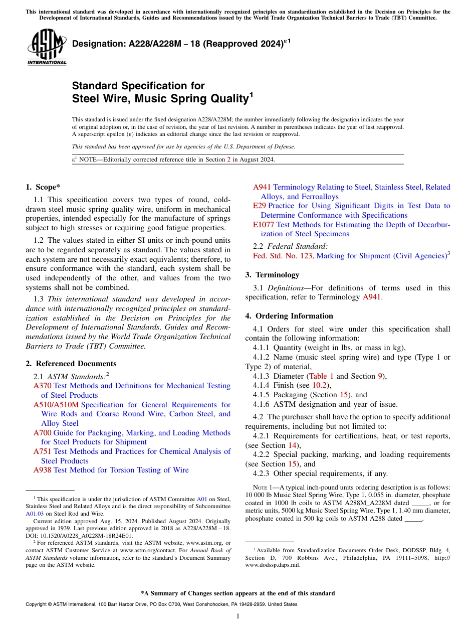 ASTM A228 - A 228M - 18 (2024)e1.pdf_第1页