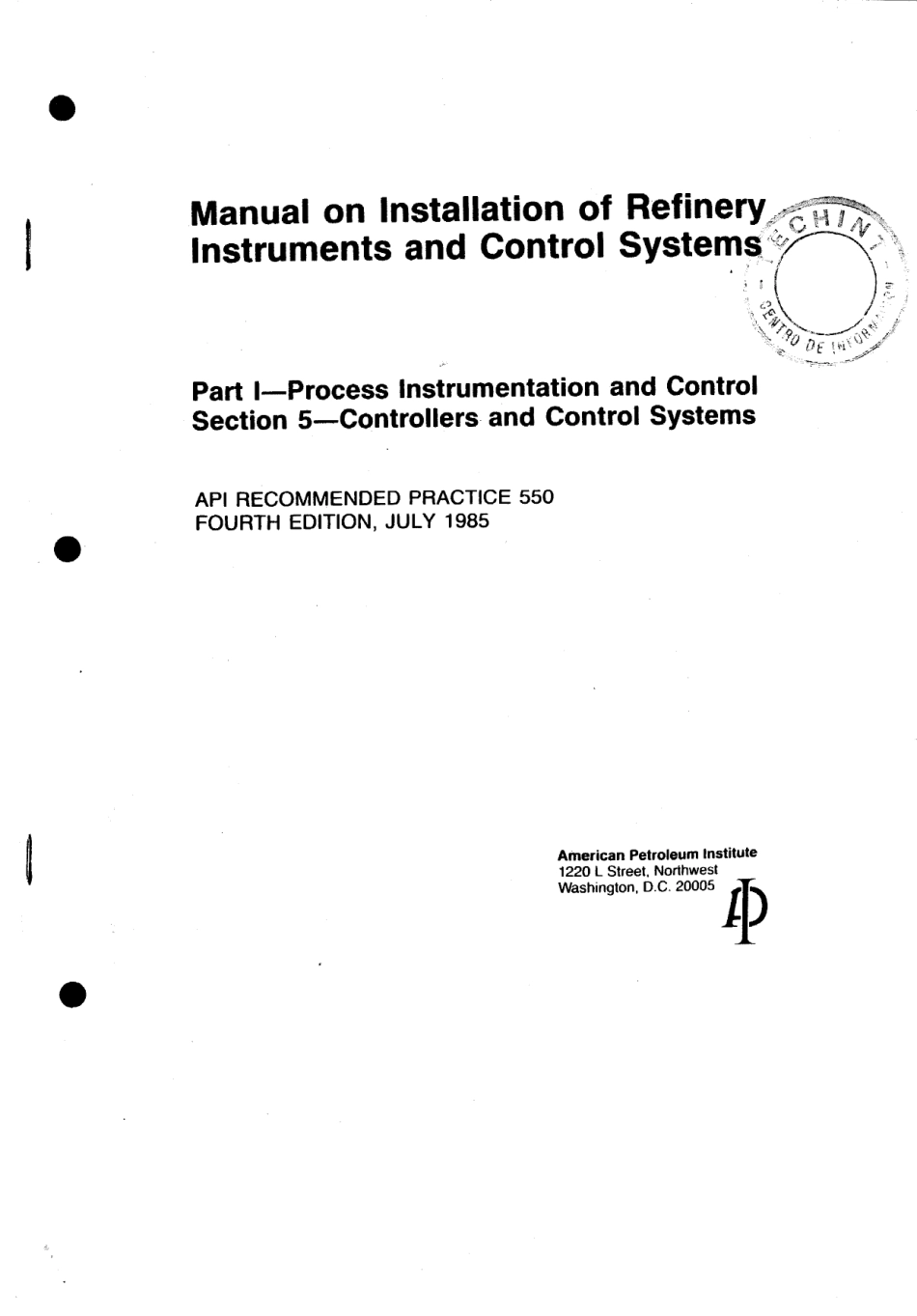 API RP 550-1-5-1985 scan.pdf_第1页