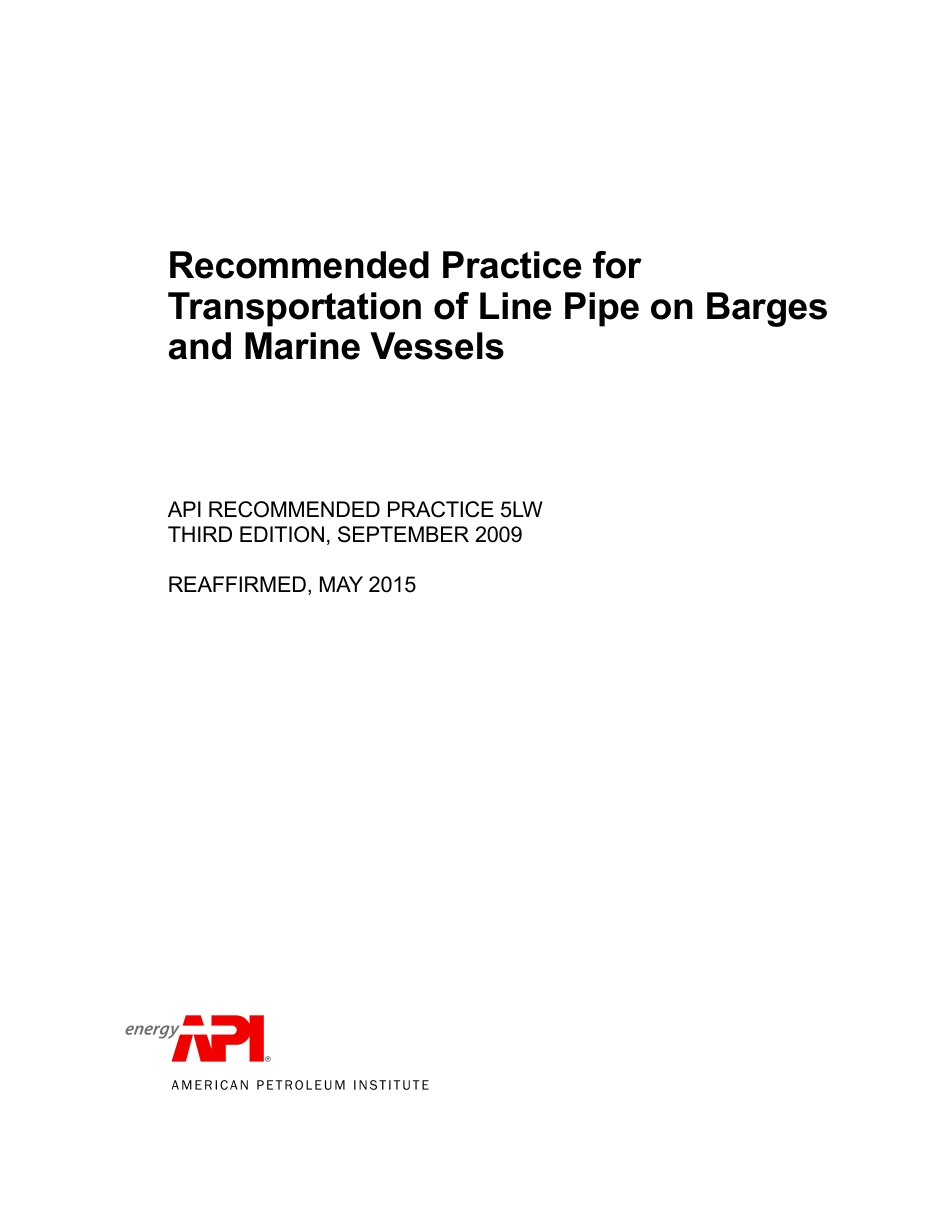 API RP 5LW-2009 (2015).pdf_第1页