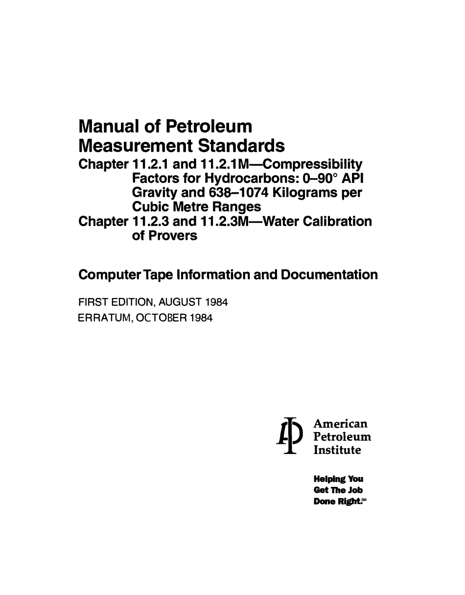 API MPMS 11.2.1M 1984 errata 1984 scan.pdf_第1页