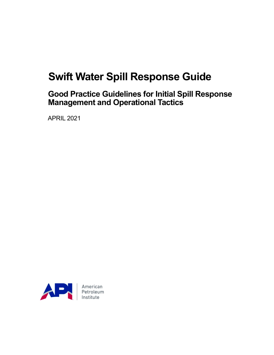 Swift Water Spill Response Guide (Good Practice Guidelines for Initial Spill Response Management and Operational Tactics) 2021.pdf_第1页