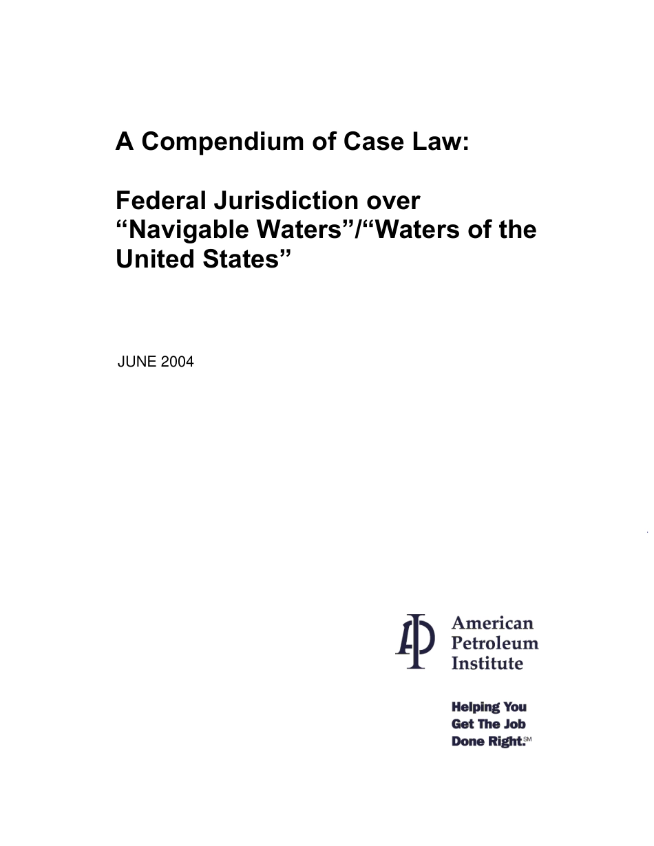 A compendium of case law - Federal jurisdiction over 'Navigable Waters' - 'Waters of the United States' 2004.pdf_第1页