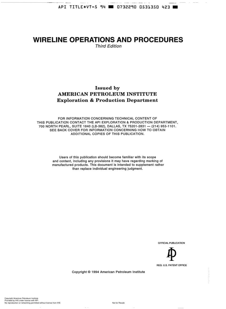 API Wireline operations and procedures 1994 (book 5 of the vocational training series) scan.pdf_第2页