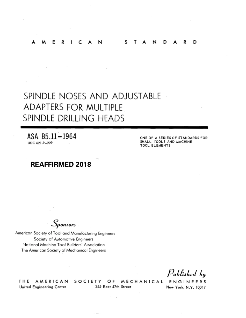 ASME B5.11-1964 (2018).pdf_第1页