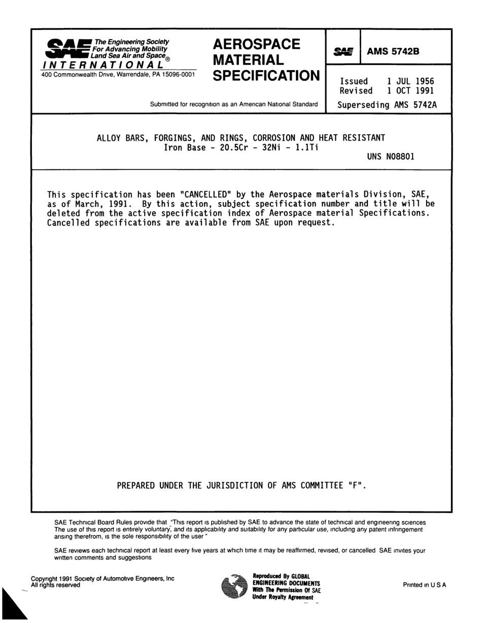 SAE AMS 5742B-1991 scan.pdf_第1页