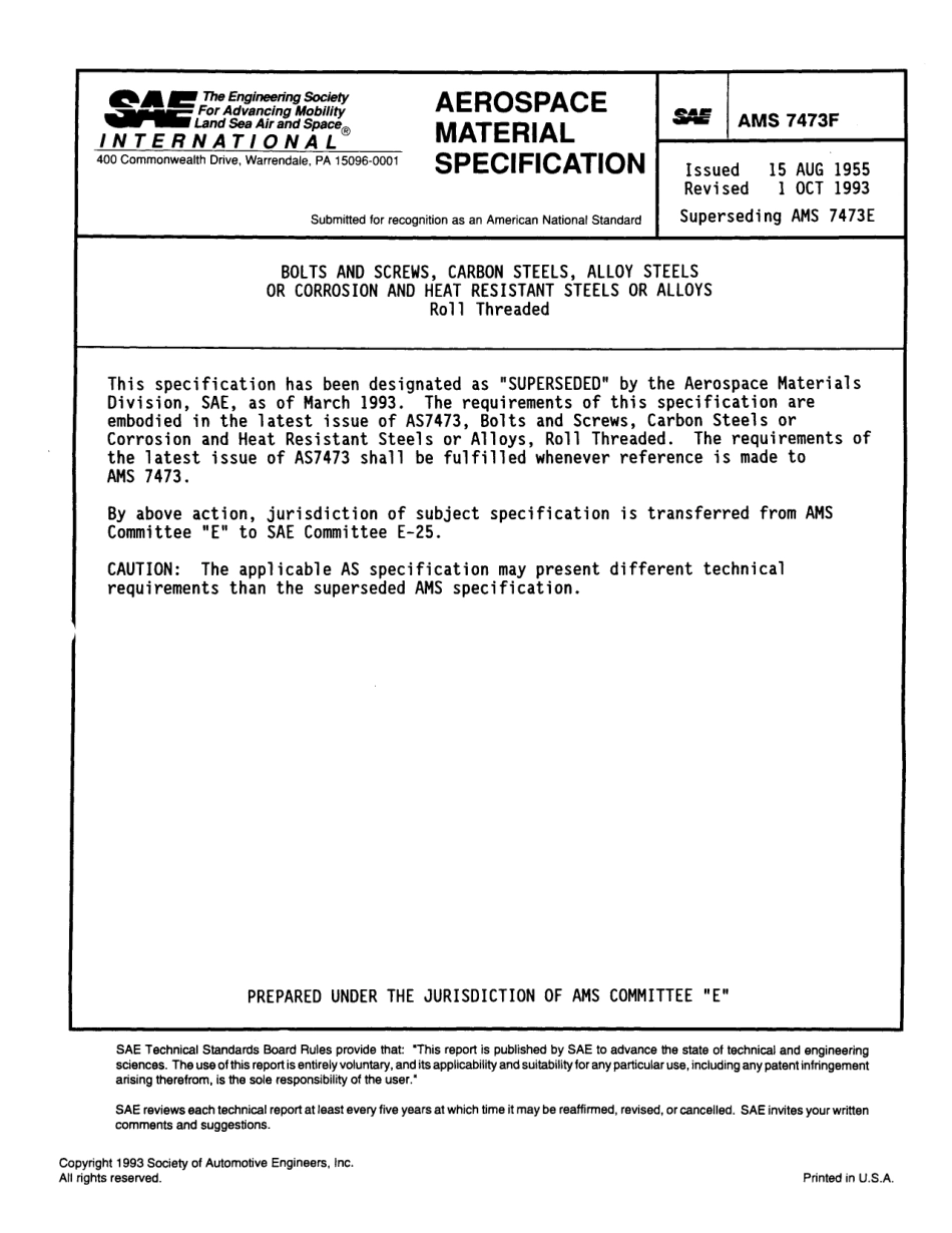 SAE AMS 7473F-1993 scan.pdf_第1页