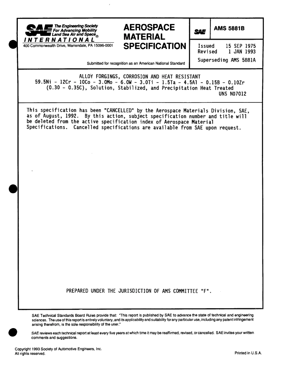 SAE AMS 5881B-1993 scan.pdf_第1页
