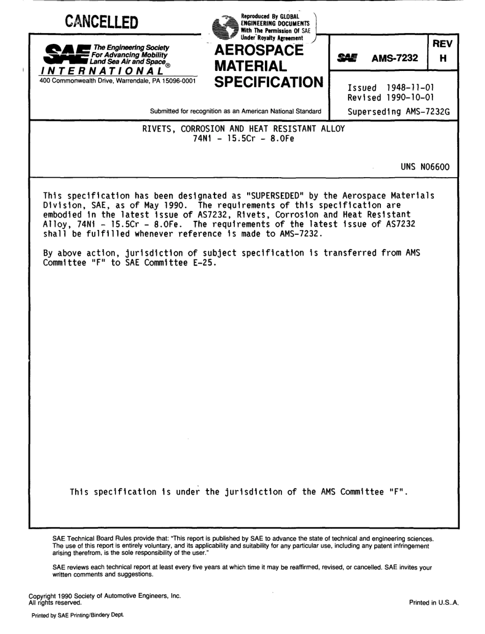 SAE AMS 7232H-1990 scan.pdf_第1页