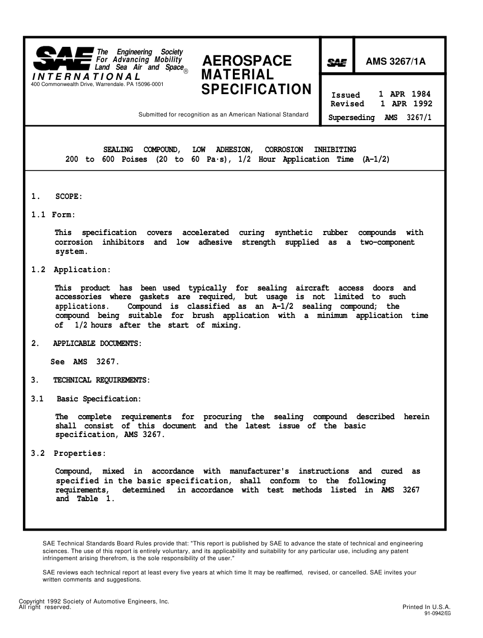 SAE AMS 3267-1A-1992.pdf_第1页