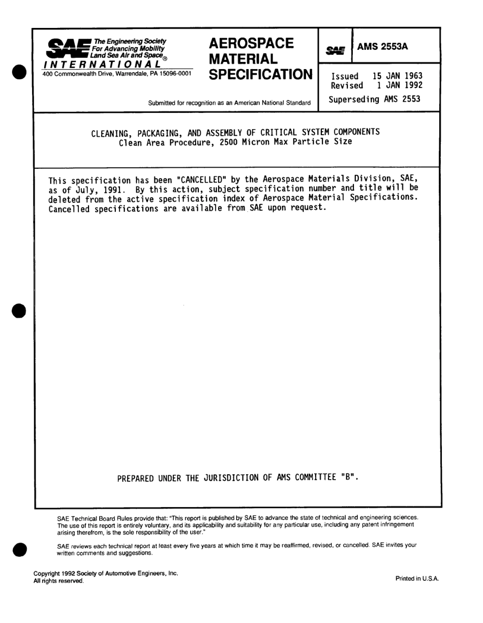 SAE AMS 2553A-1992 scan.pdf_第1页