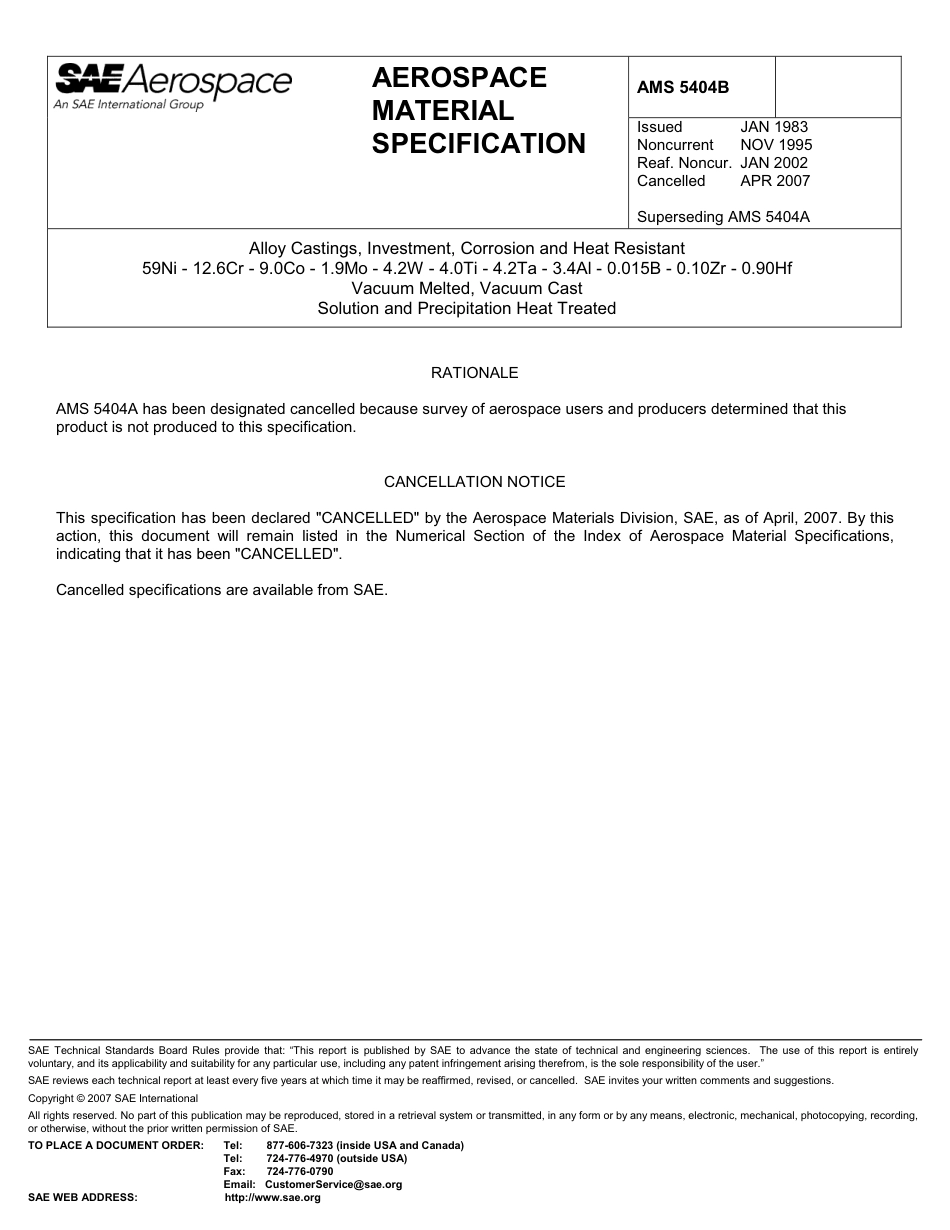 SAE AMS 5404B-2007.pdf_第1页