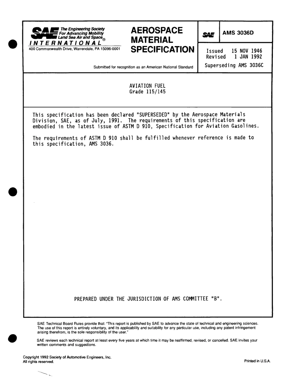 SAE AMS 3036D-1992 scan.pdf_第1页