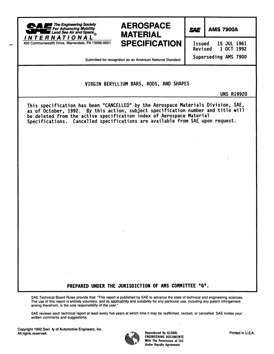 SAE AMS 7900A-1992 scan.pdf_第1页
