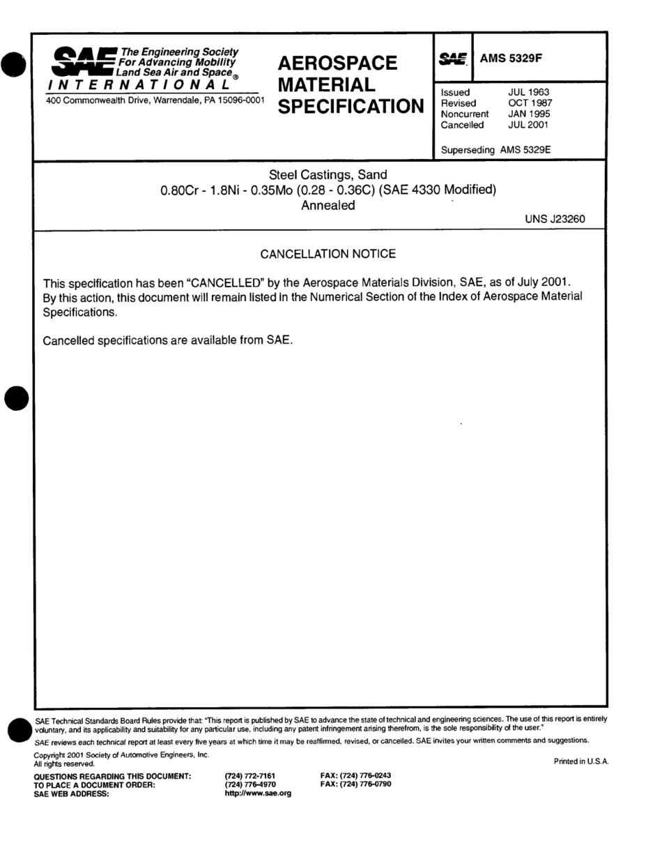 SAE AMS 5329F-2001 scan.pdf_第1页
