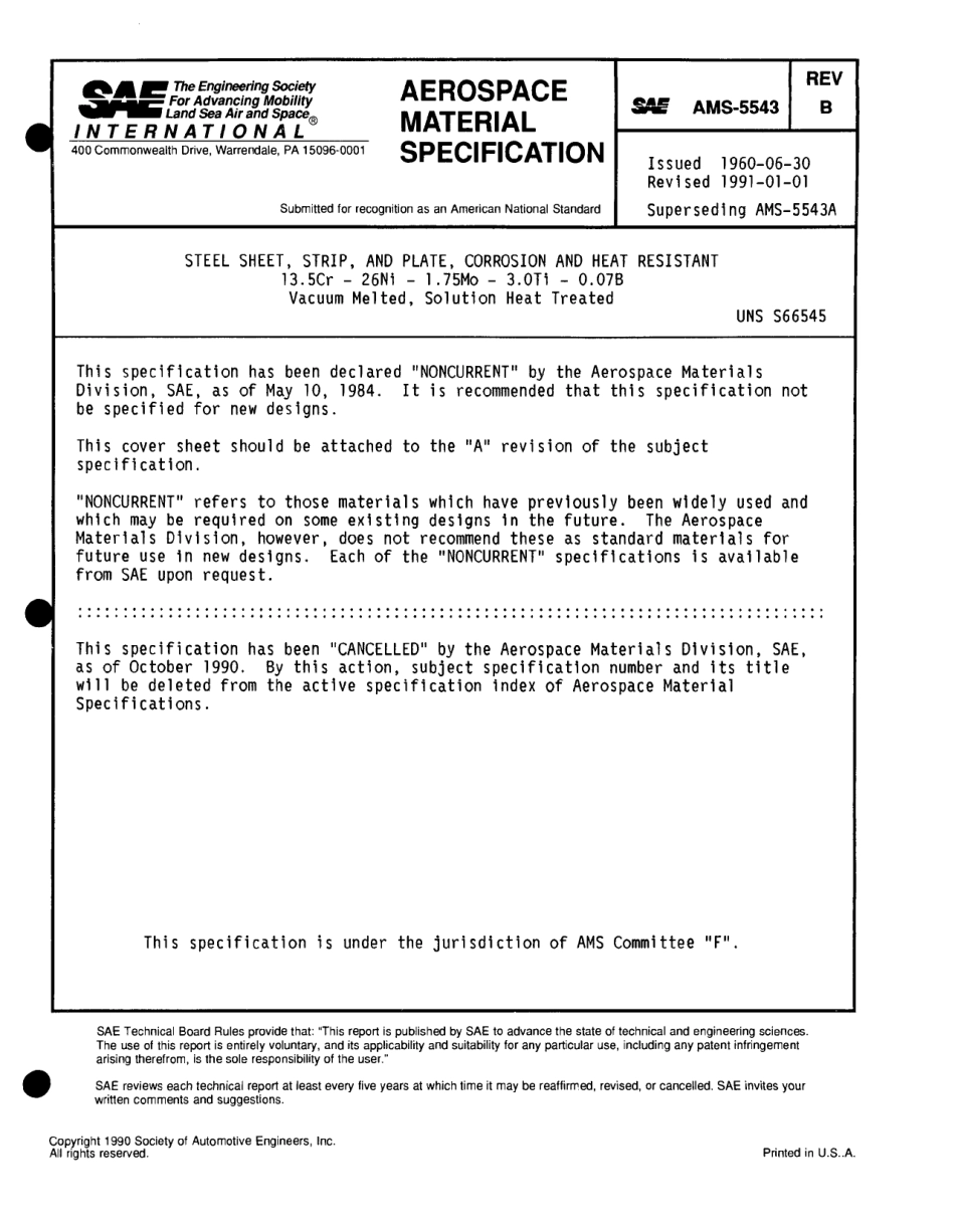 SAE AMS 5543B-1991 scan.pdf_第1页
