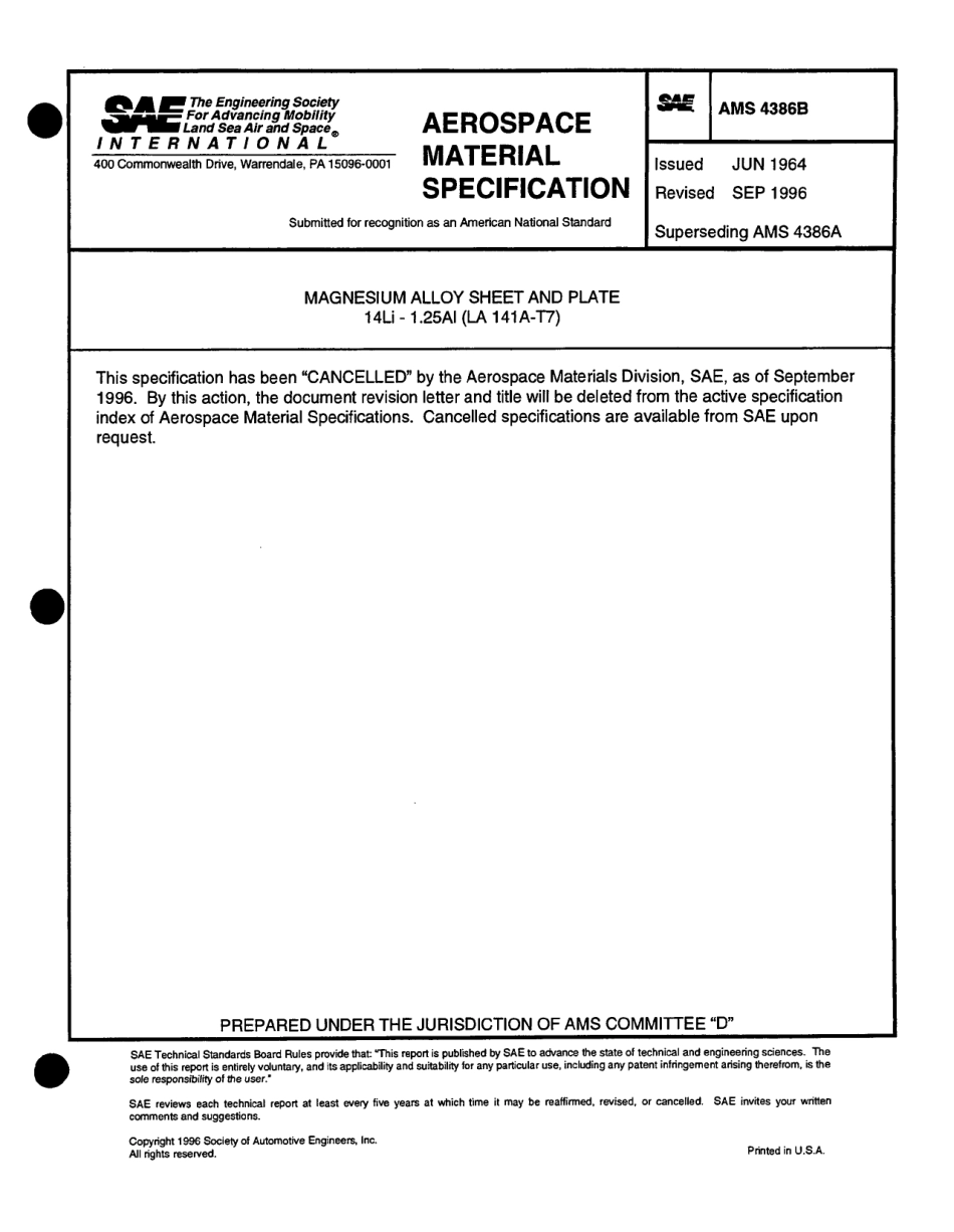 SAE AMS 4386B-1996 scan.pdf_第1页