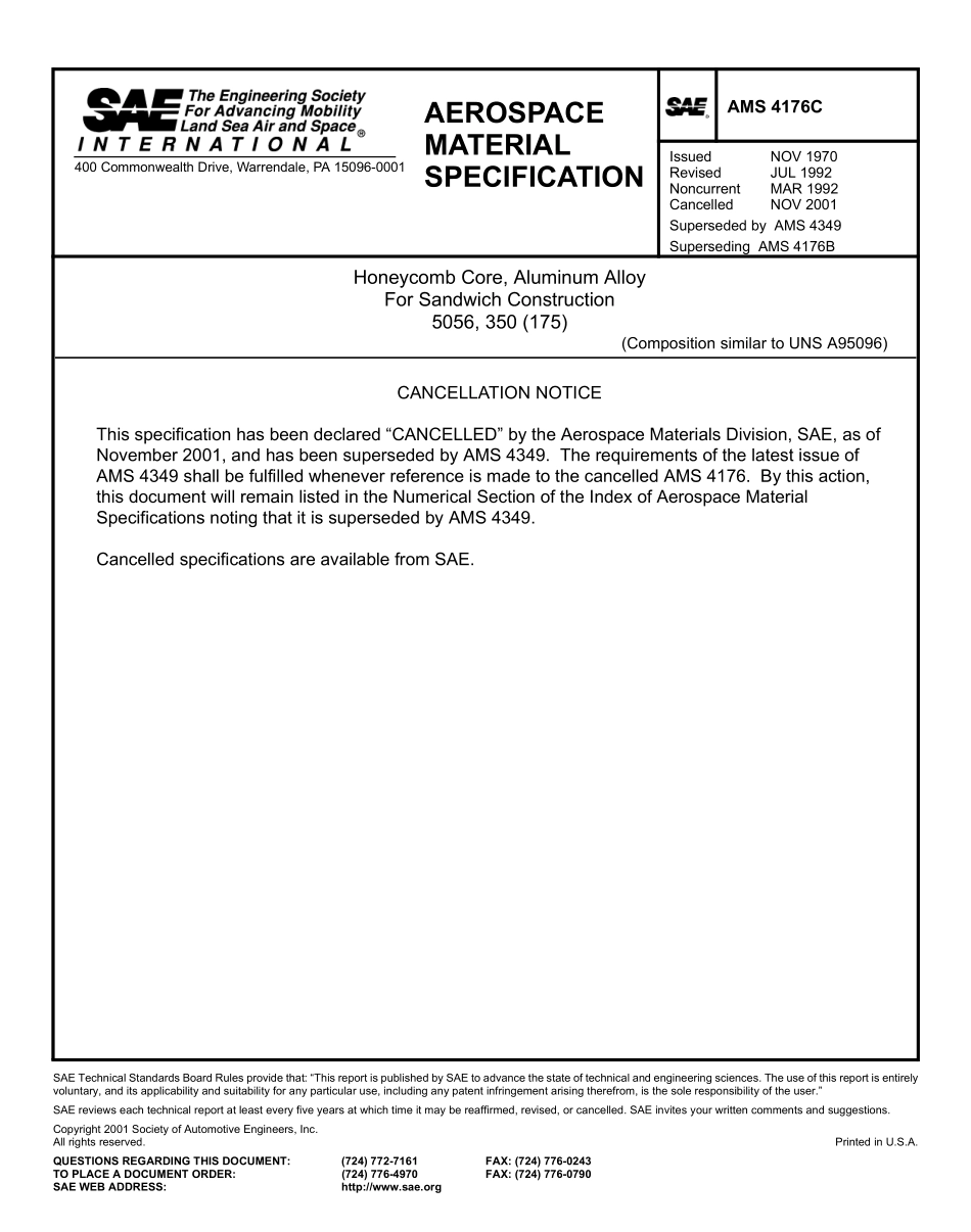 SAE AMS 4176C-2001.pdf_第1页