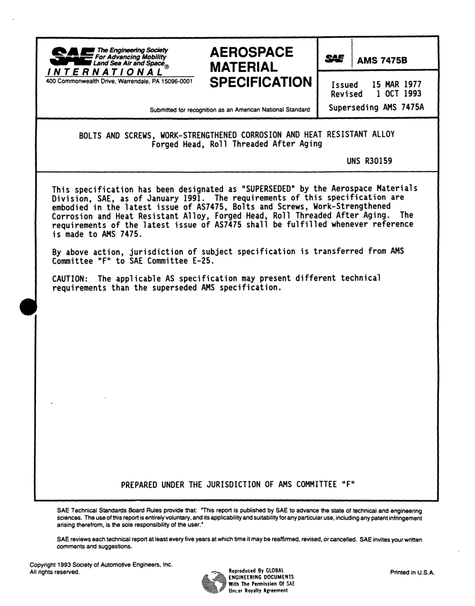 SAE AMS 7475B-1993 scan.pdf_第1页