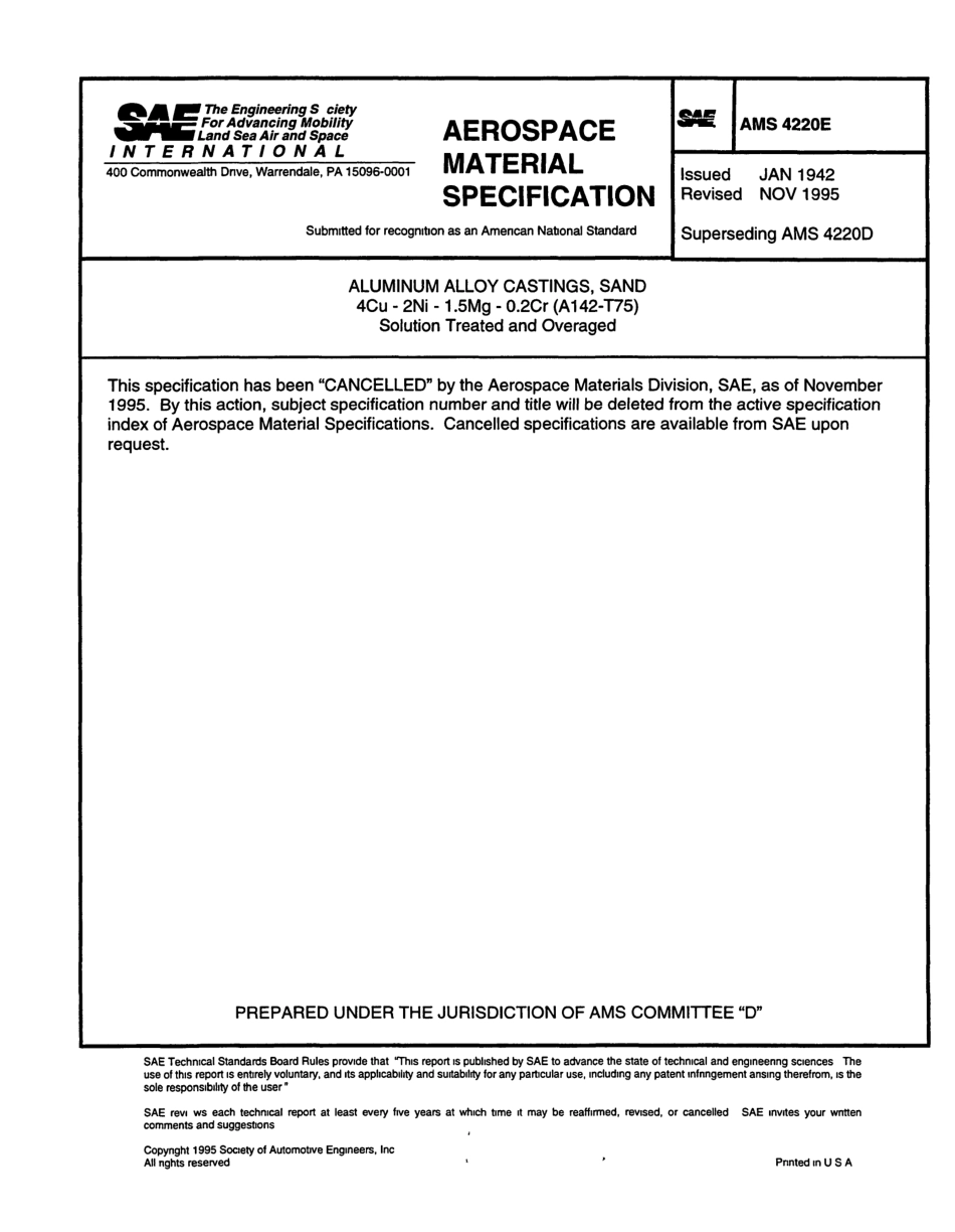 SAE AMS 4220E-1995 scan.pdf_第1页