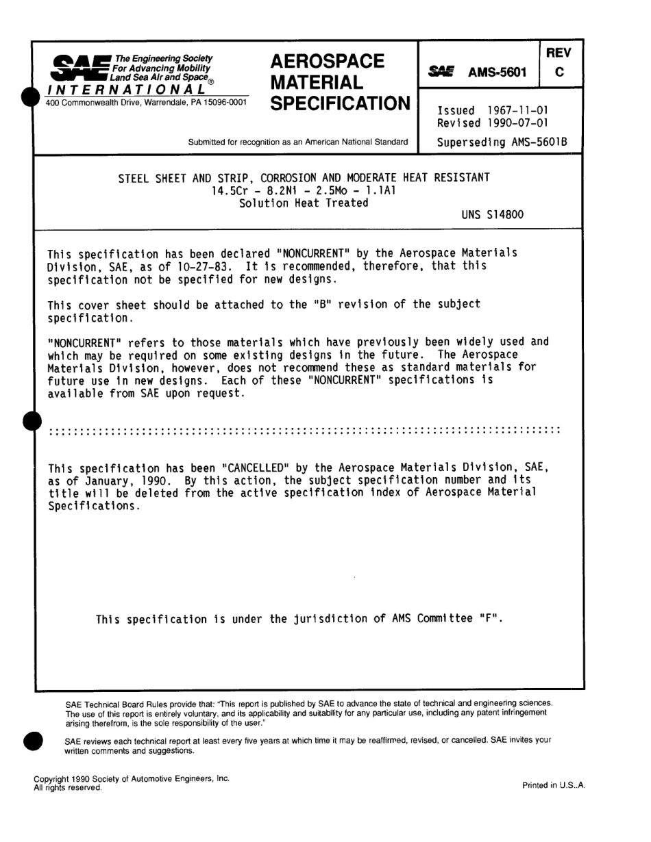 SAE AMS 5601C-1990 scan.pdf_第1页