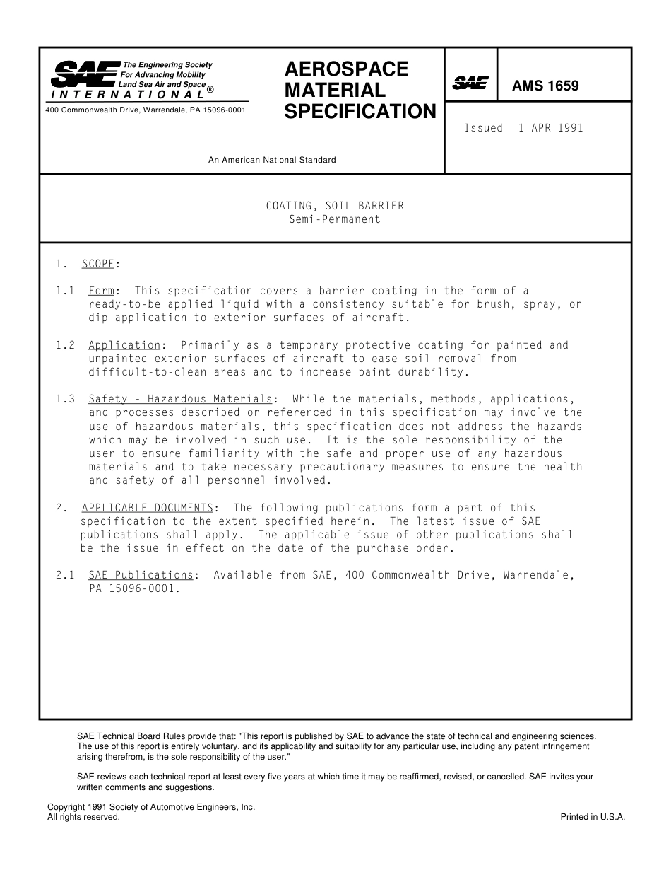 SAE AMS 1659-1991 scan.pdf_第1页