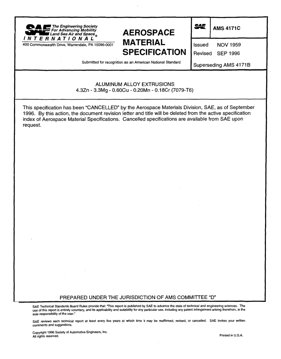 SAE AMS 4171C-1996 scan.pdf_第1页