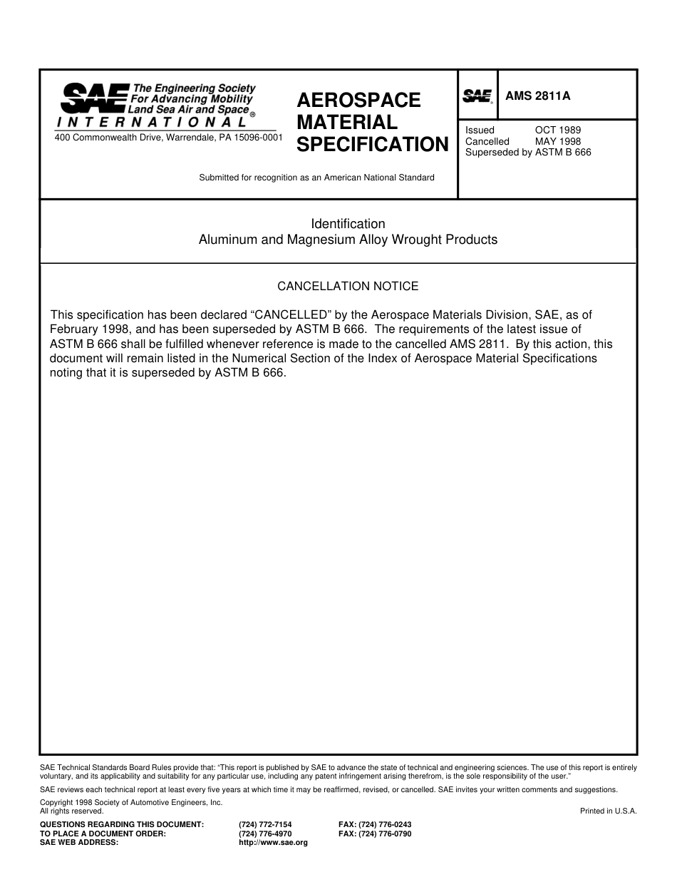 SAE AMS 2811A-1998.pdf_第1页
