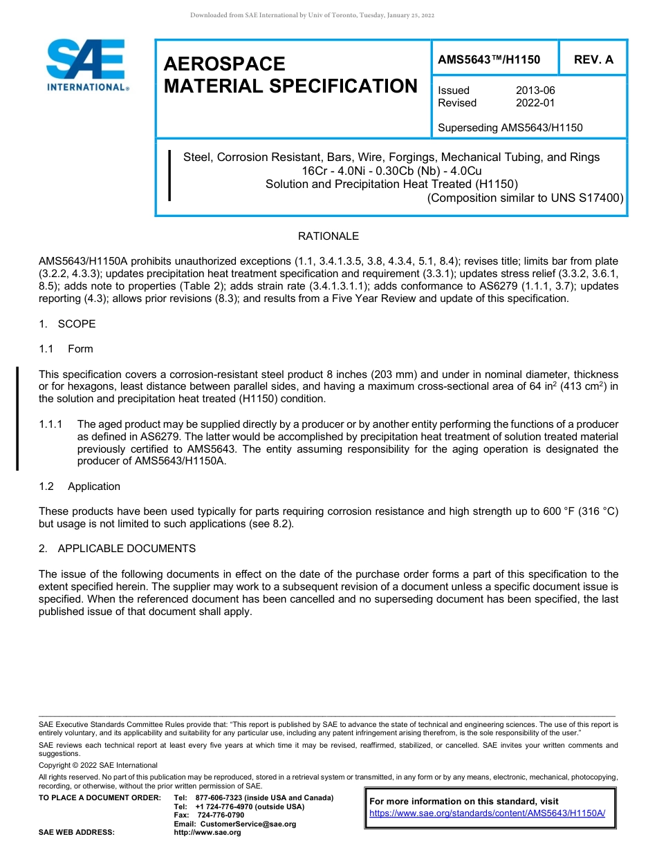 SAE AMS 5643-H1150A-2022.pdf_第1页