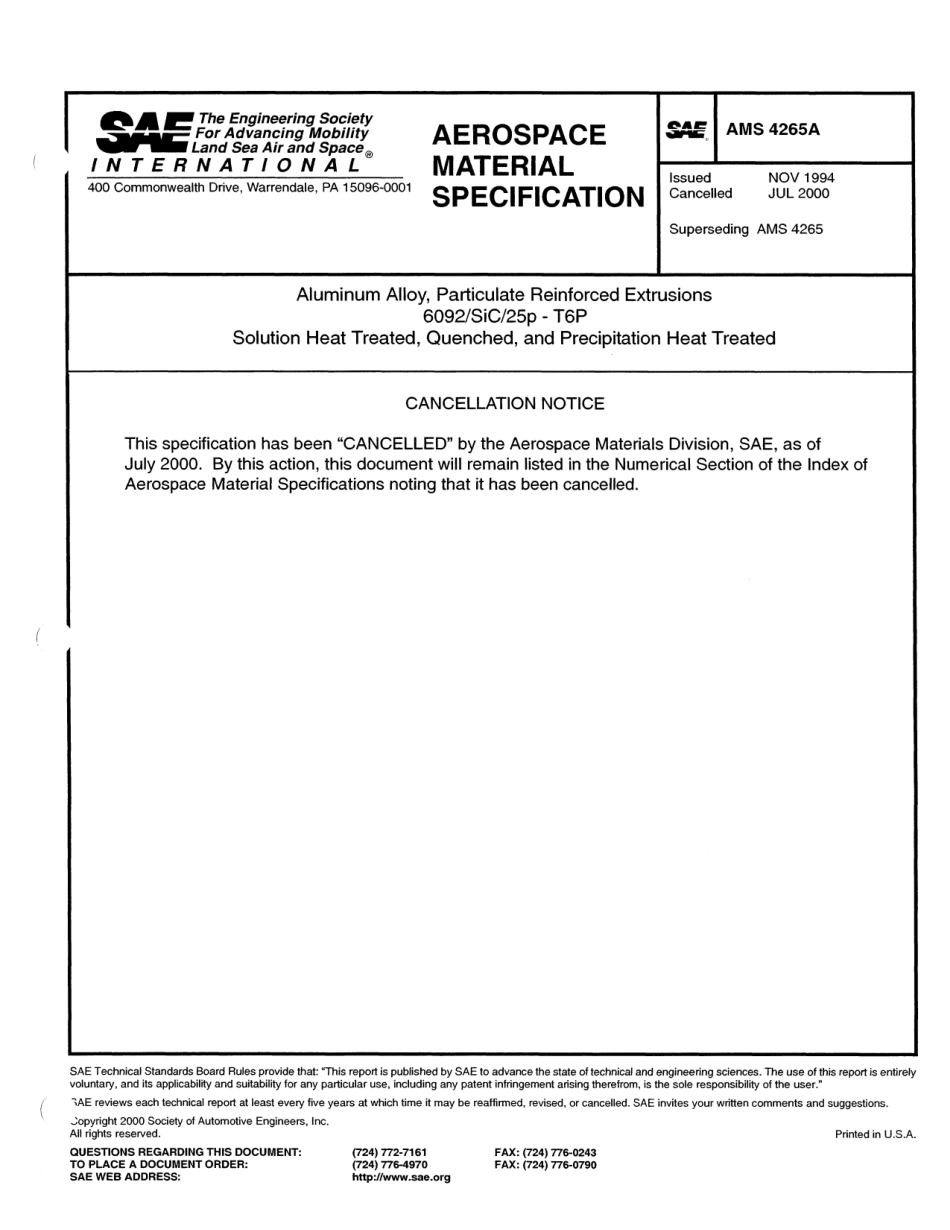 SAE AMS 4265A-2000 scan.pdf_第1页