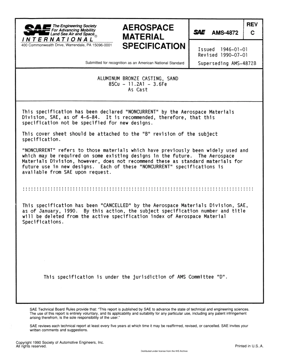 SAE AMS 4872C-1990 scan.pdf_第1页