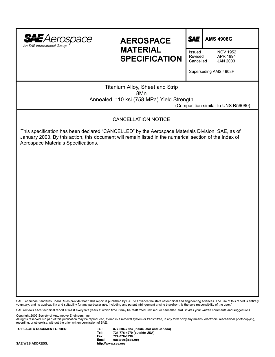 SAE AMS 4908G-2003.pdf_第1页