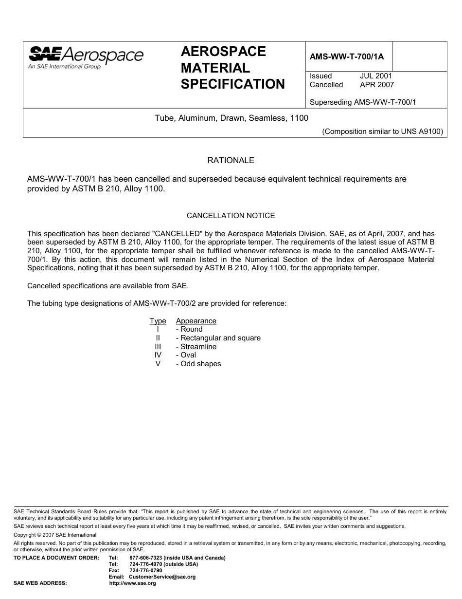 SAE AMS-WW-T-700-1A-2007.pdf_第1页