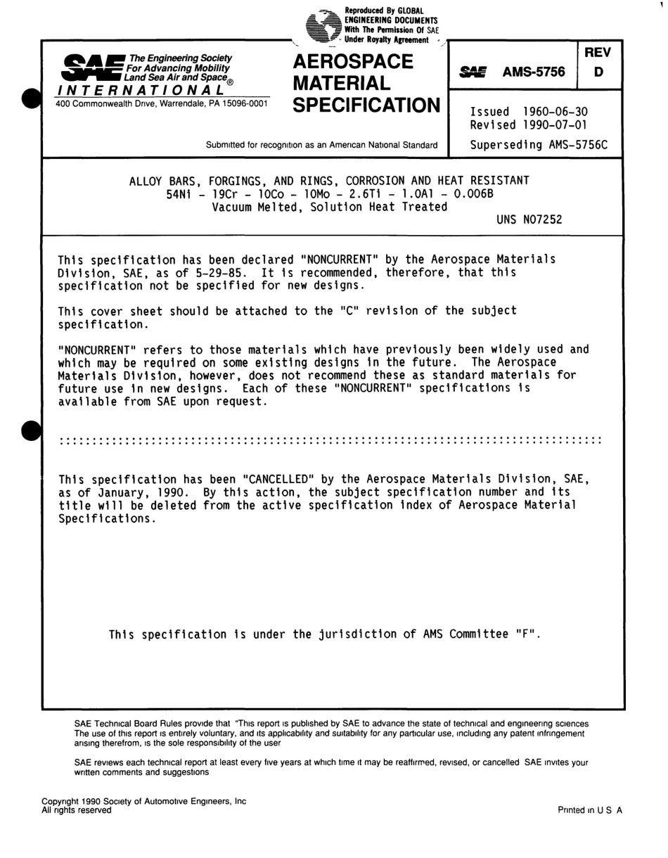 SAE AMS 5756D-1990 scan.pdf_第1页
