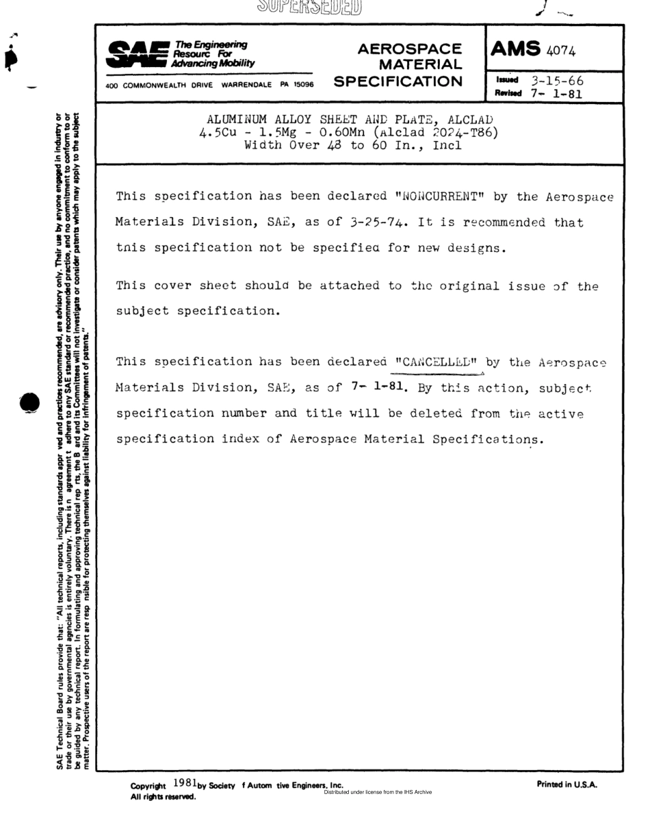 SAE AMS 4074-1981 scan.pdf_第1页