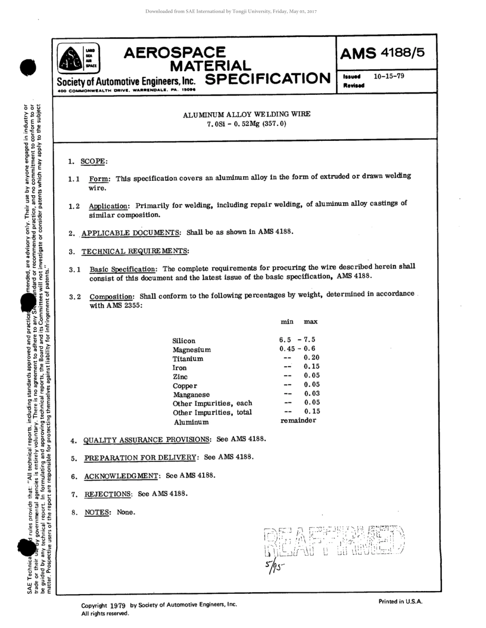 SAE AMS 4188-5-1979 scan.pdf_第1页