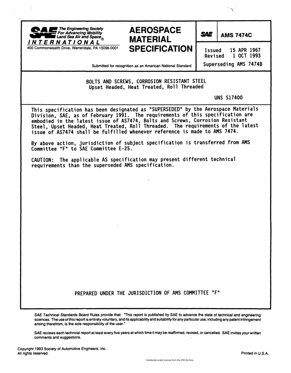 SAE AMS 7474C-1993 scan.pdf_第1页