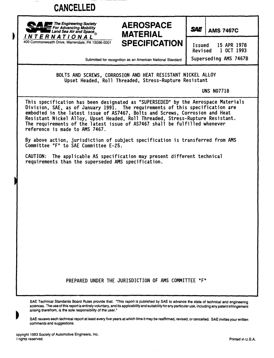 SAE AMS 7467C-1993 scan.pdf_第1页
