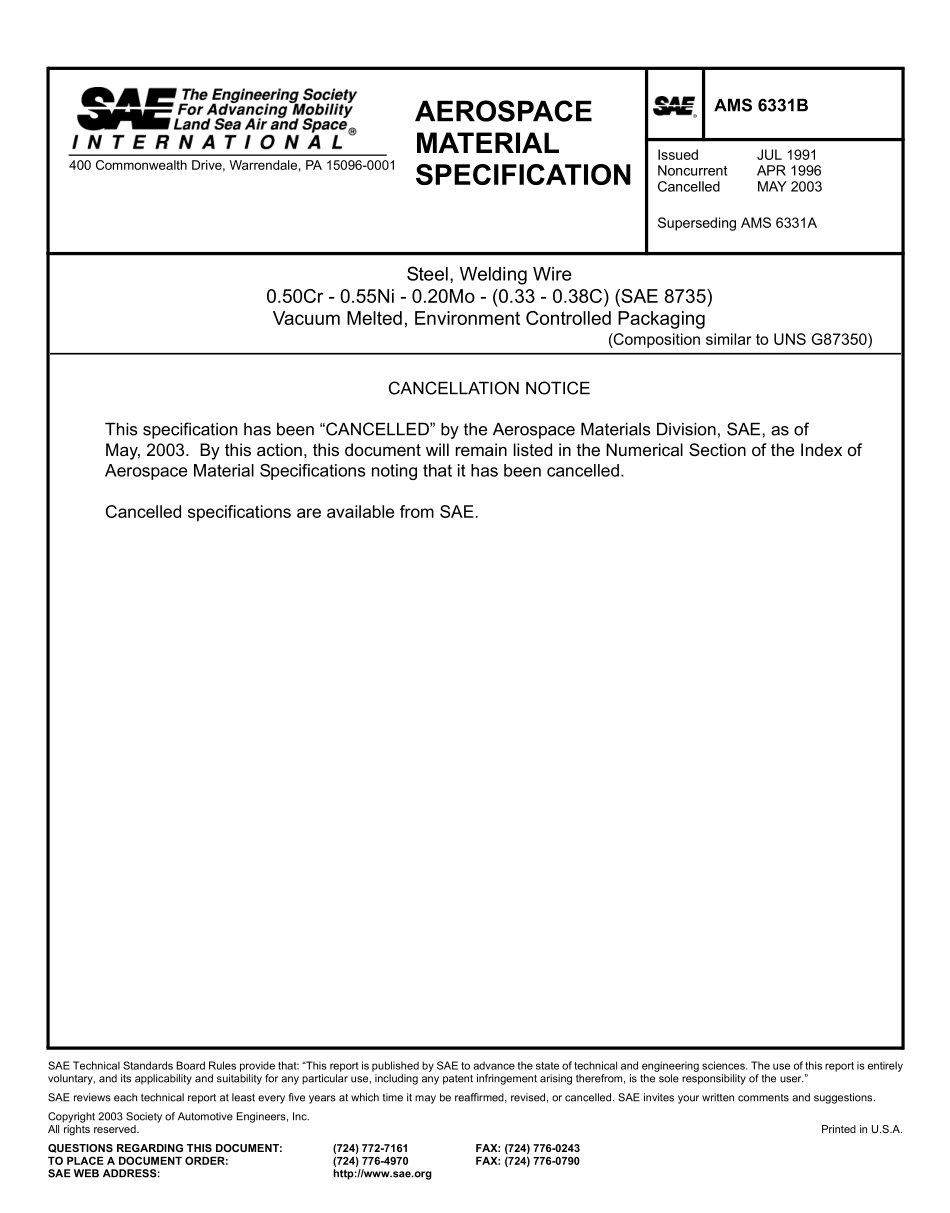 SAE AMS 6331B-2003.pdf_第1页