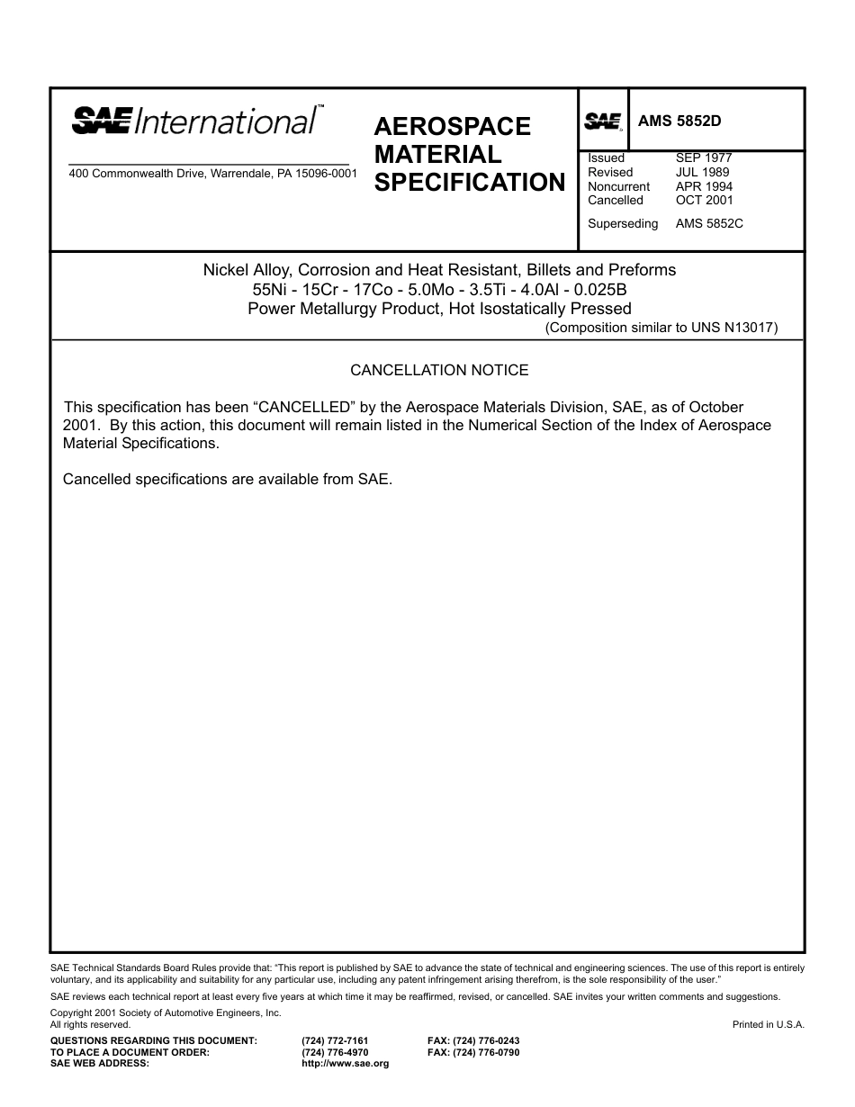 SAE AMS 5852D-2001.pdf_第1页
