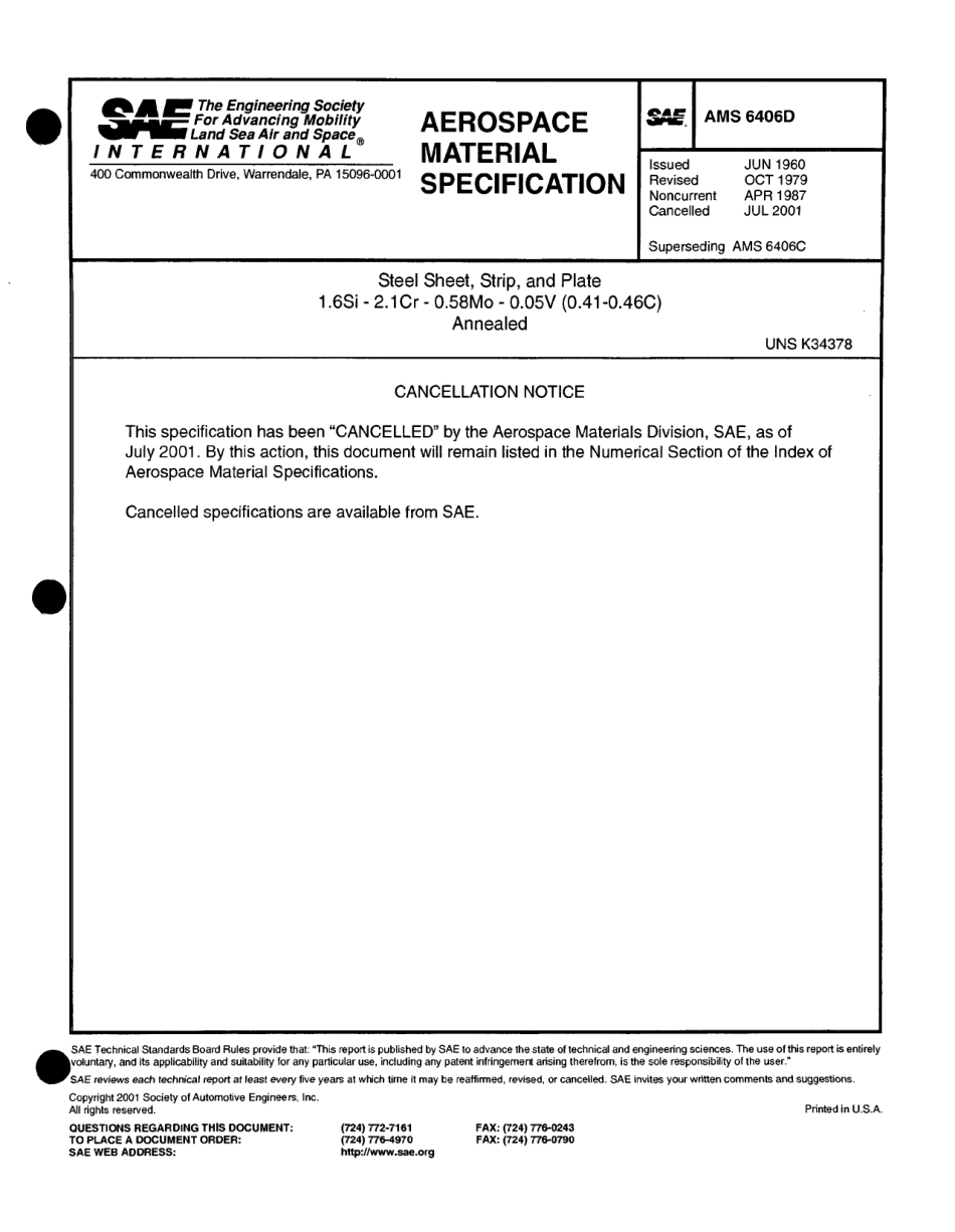 SAE AMS 6406D-2001 scan.pdf_第1页