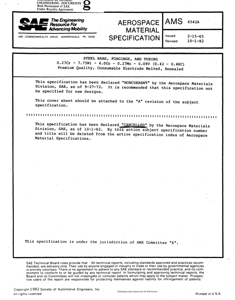 SAE AMS 6542A-1982 scan.pdf_第1页